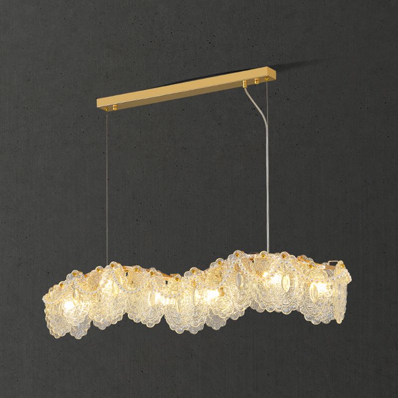 Modern Metal Ceiling Lamp Geometric Shape Island Light with Glass Shade for Bedroom