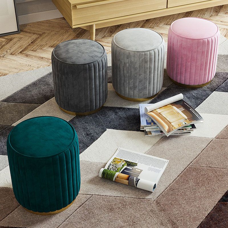 Solid Color Flannel Standard Stool Modern Style Simple Round Stool