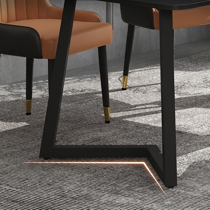 Industrial Rectangle Dining Table Matte Finish Dinette Table with Metal Sled Base