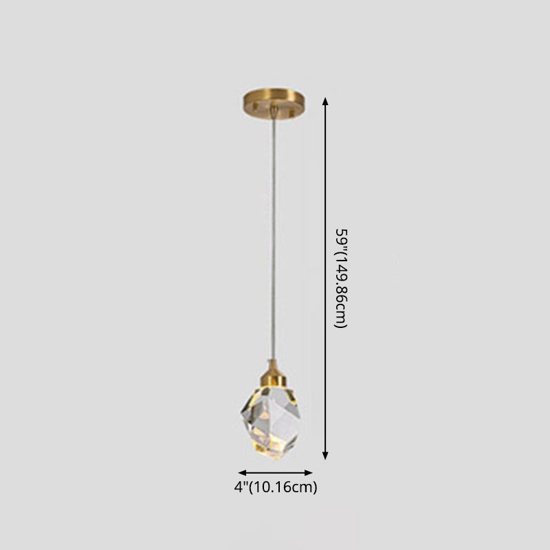 Crystal Stone Shaped LED Hanging Lamp Simple 1-Light Clear Pendant Light for Dining Room