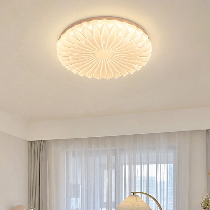 Modernism Beige Single Flush Mount Lighting Round LED Ceiling Light with Acrylic