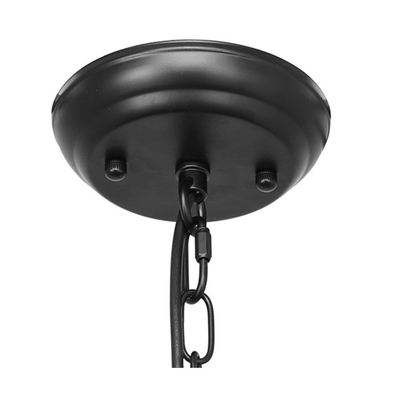 Armero de metal industrial Arena colgante Candelier Ligera de vela negra Bombilla expuesta Restauración Restaurante Lámpara