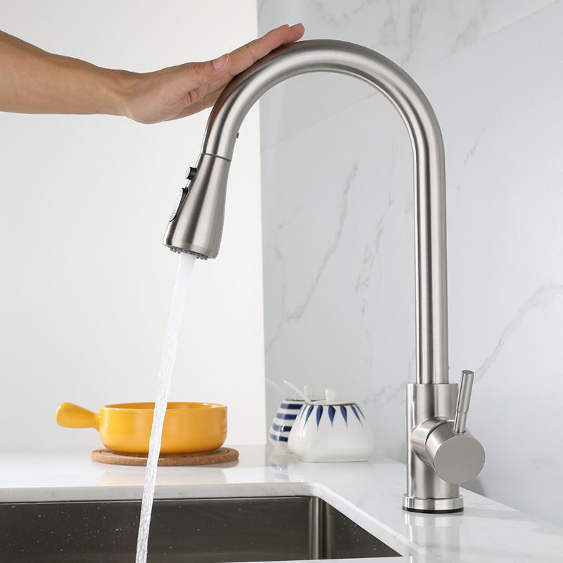 Modern Touch Sensor Kitchen Faucet Stainless Steel Swivel Spout with Pull down Sprayer