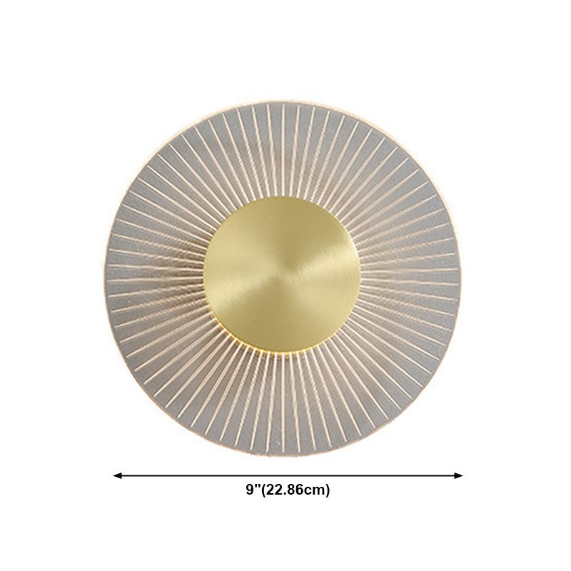 Modern Brass Wall Light Round 9" High LED Wall Sconce in Gold for Living Room