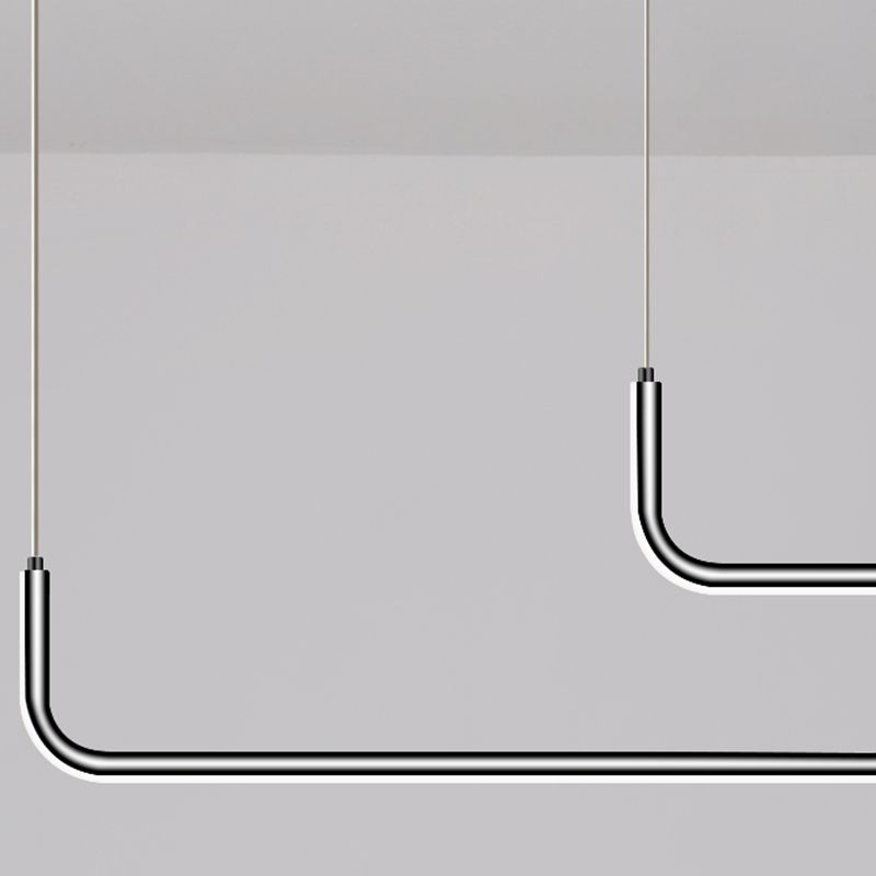 Idées d'éclairage d'île linéaire de forme moderne pendentifs îles métalliques en noir