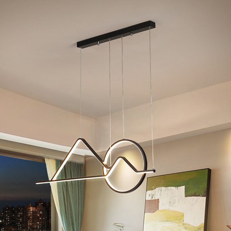 Sunset Metallic Island Hanging Lighting Contemporary Black/Gold LED Pendant Chandelier for Dining Room