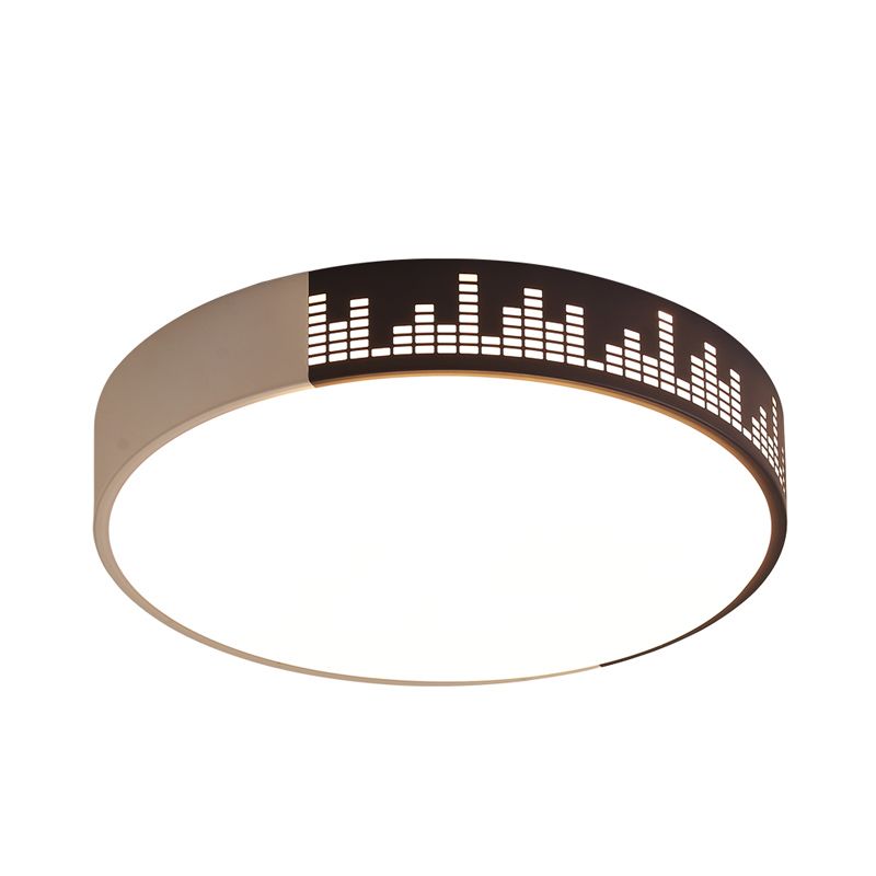 White-Khaki Drum Ceiling Mounted Light Simple LED Acrylic Flush Lamp for Bedroom
