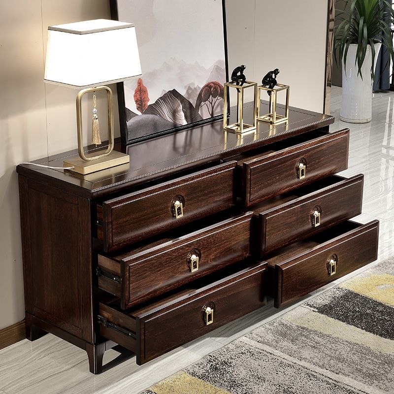 Mid-Century Modern Accent Chest Rectangle Brown Lacquered Wood Chest
