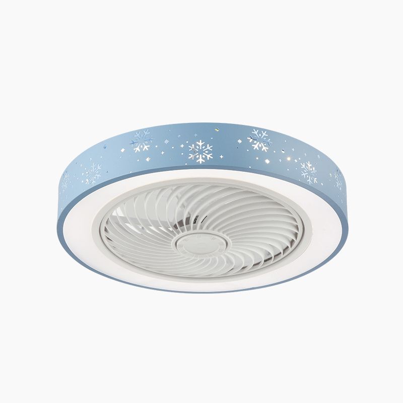 Lampada a ventola del soffitto in metallo nordico a filo arrotondato con lama di ventola di plastica