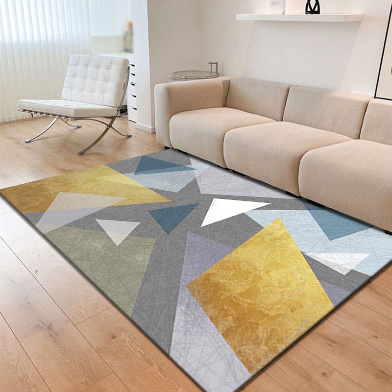 Black Modern Rug Polyester Pattern Rug Non-Slip Backing Area Rug for Home Decor