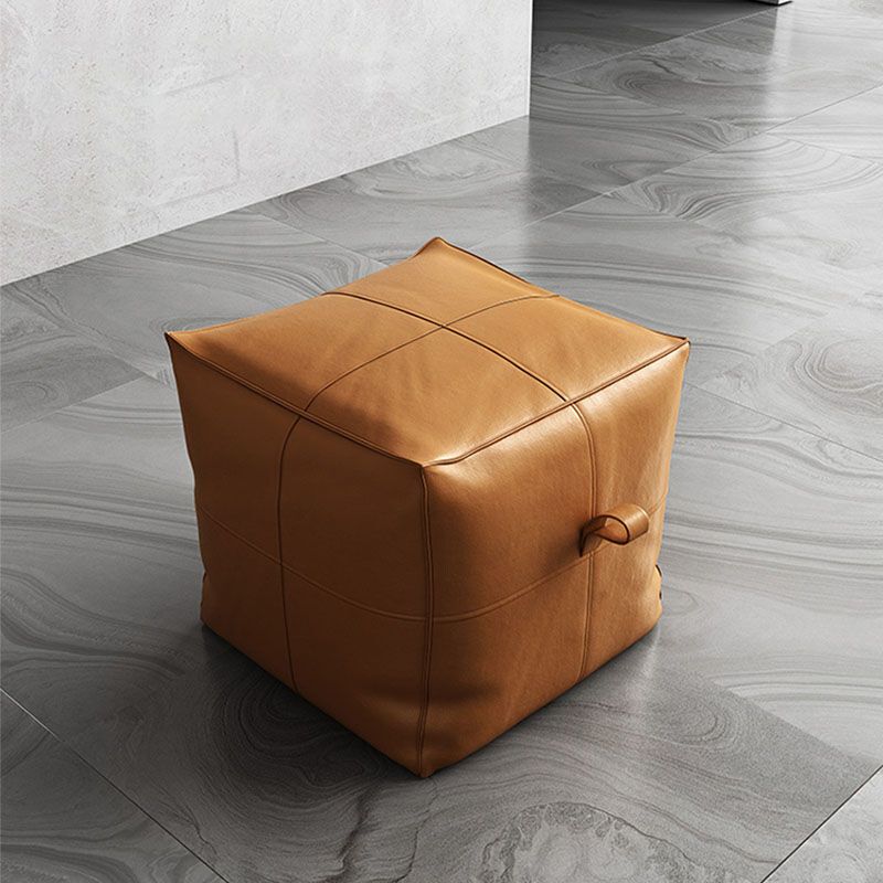 Contemporary Home Square Ottoman Leather Foot Stool without Legs