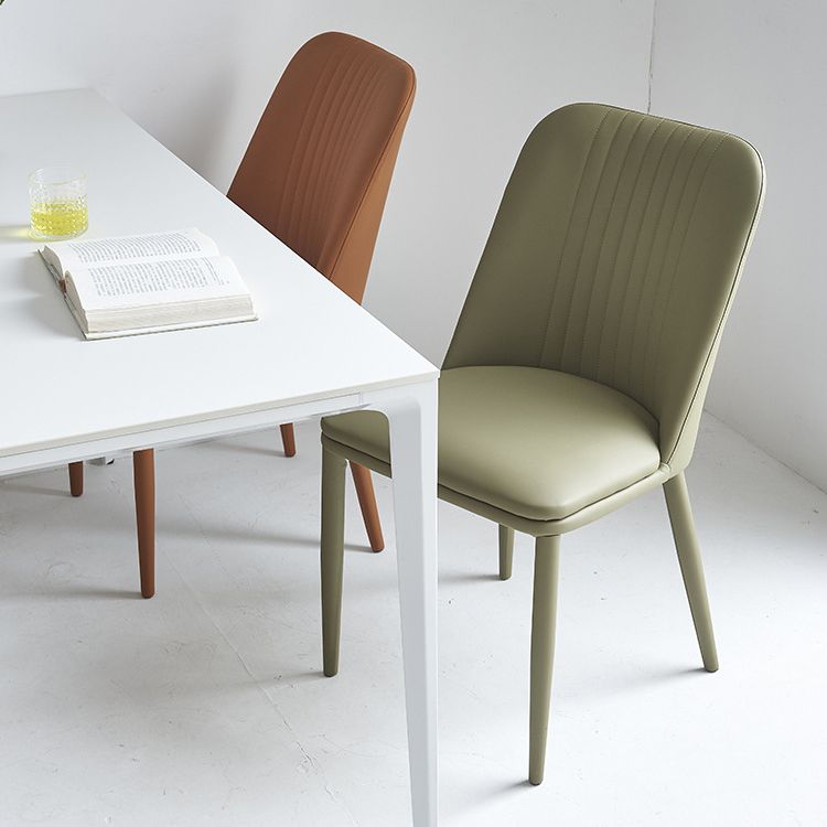 Leather Dining Chair Minimalist Style Armless Solid Back Chair for Home