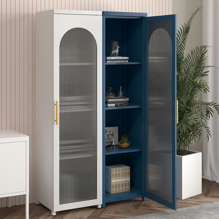 Scandinavian Metal Bookshelf Standard Closed Back Bookcase with Cabinets