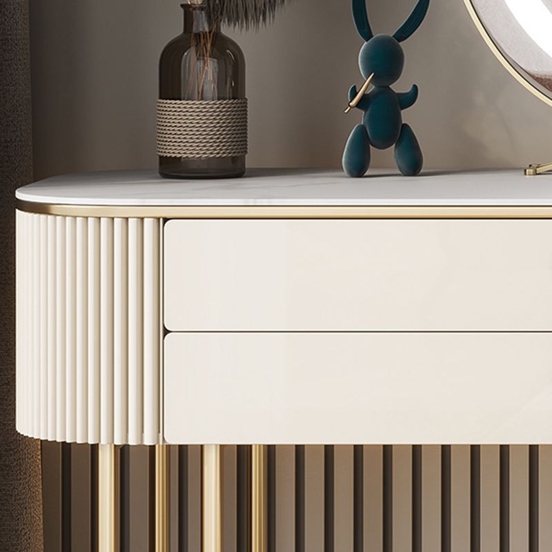 2 Drawers Makeup Table Desk Vanity for Women with Stool- 17.72" D