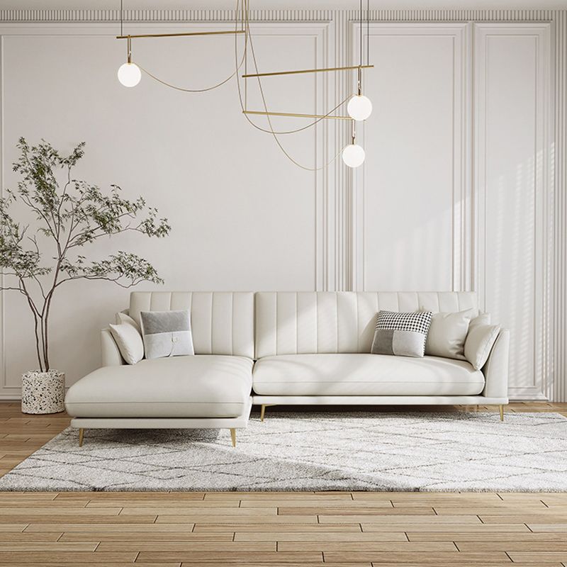 Pillow Top Arm Removable Cushions Sectional Sofa with Chaise in Beige