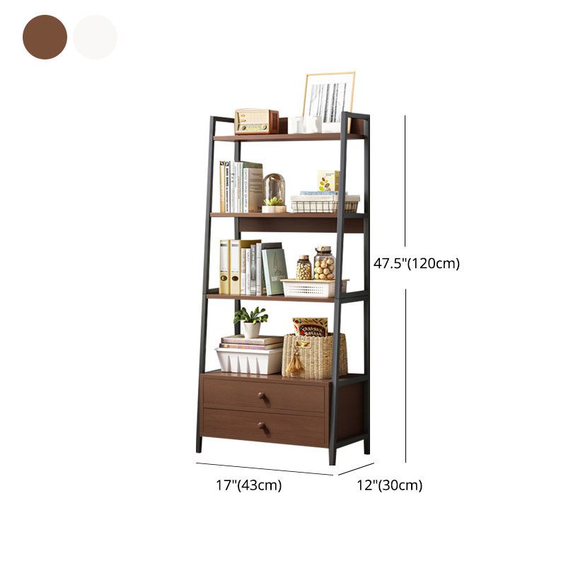 12" W Metal Frame Bookshelf Modern Open Storage Ladder Bookcase