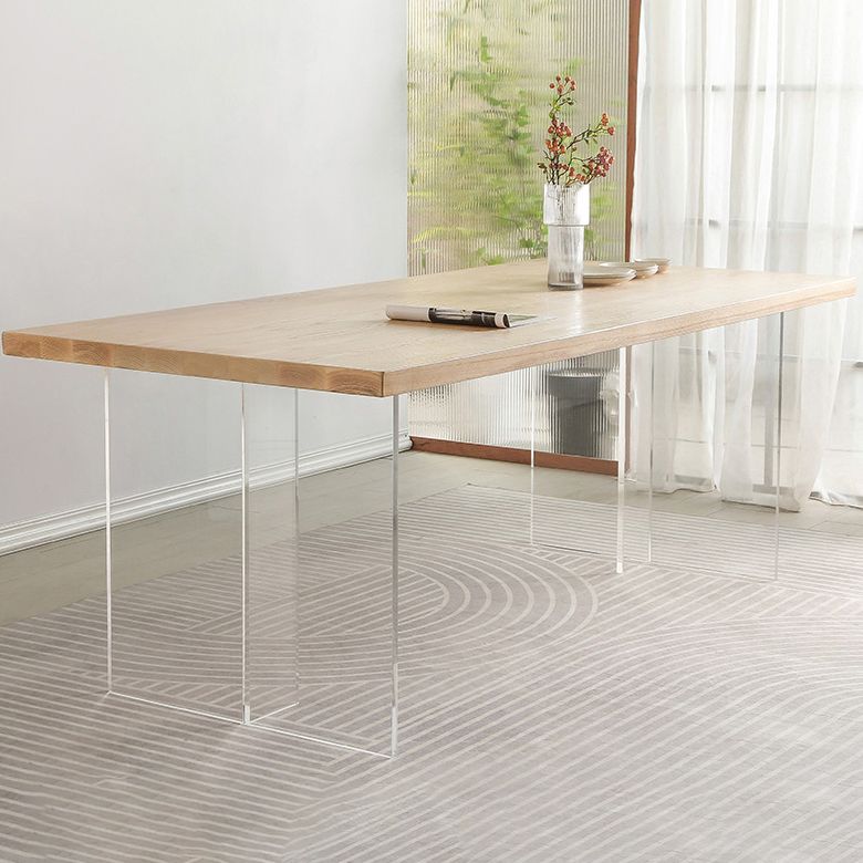 Modern 1/2/4 Pieces Rectangle Dining Table Set Ash Wood Dinette Set with Acrylic Base