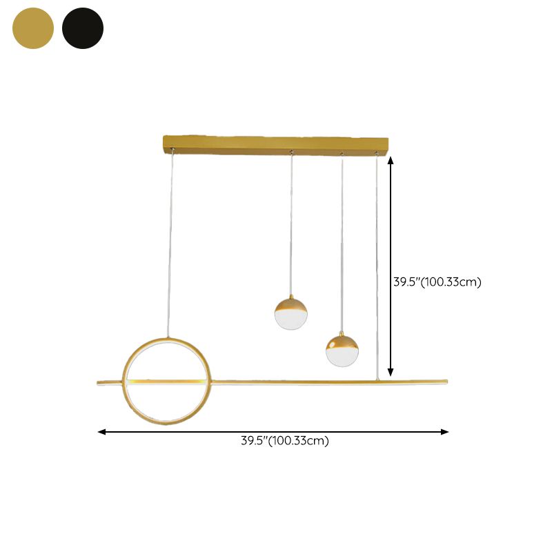 Linear Island Pendant Contemporary Metal 4 Lights Hanging Light