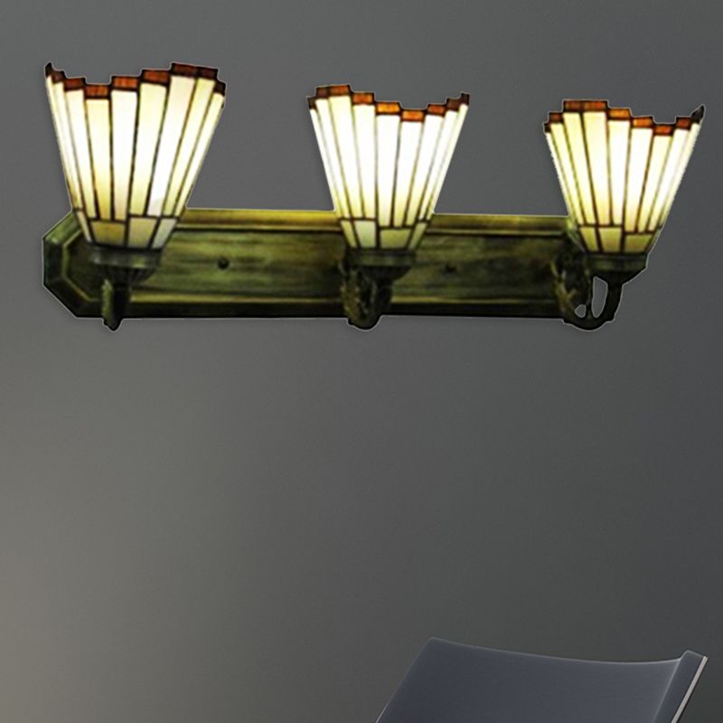 Shuttlecock Living Room Wall Light Glass 3 Lights Tiffany Stylish Wall Sconce in Beige for Corridor