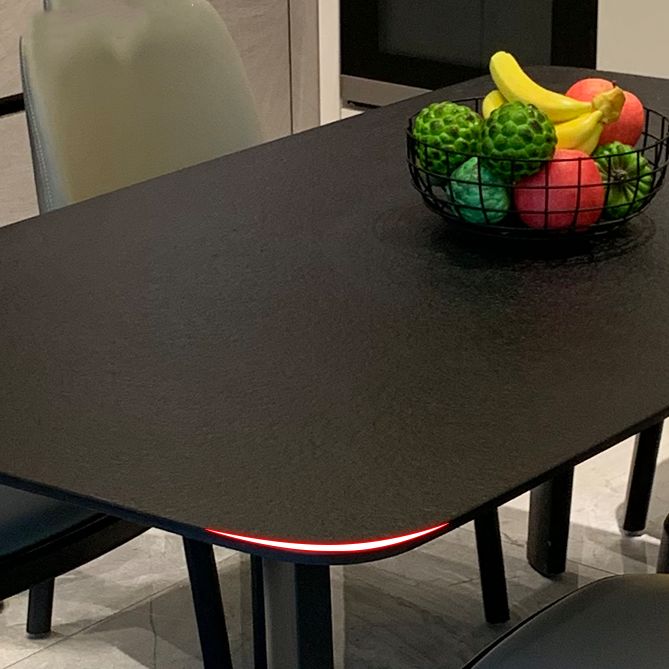 Modern Rectangle Stone Dining Table Wood Base for Dining Room