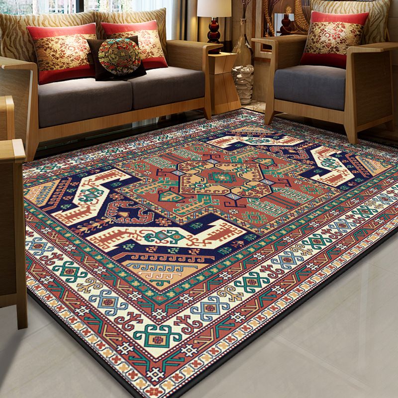 Tapis marocain vert en Polyester, avec motif graphique, antidérapant, pour salon