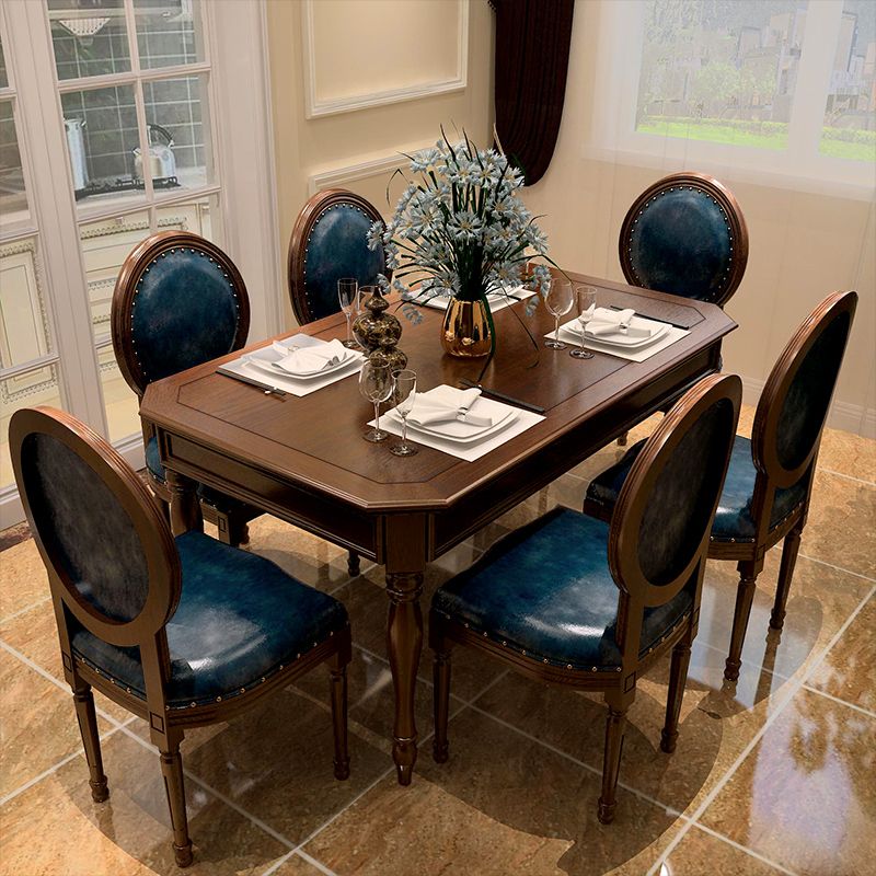 Rustic Style Solid Wood Set of 5 Dinette Table with Upholstered Chair