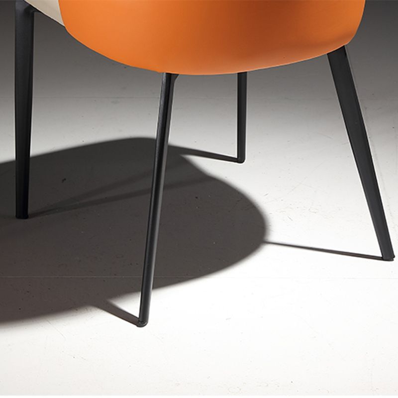 Upholstered Faux Leather Armchair Indoor Industrial Dining Chair with Metal Legs