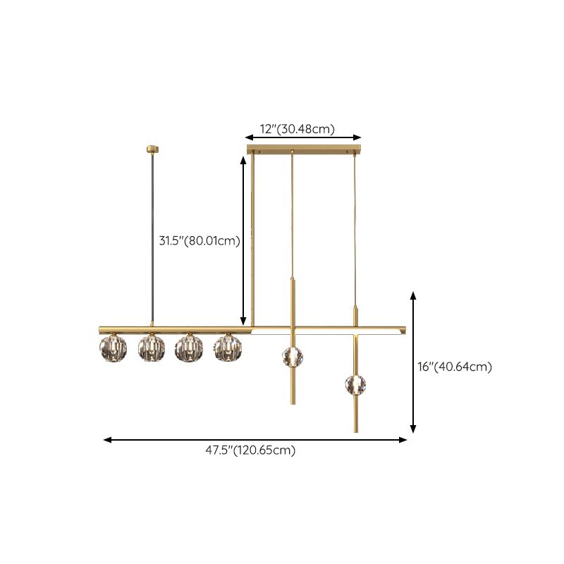 5/6/7/8-Light Kitchen Island Lighting Golden Modern LED Island Pendant Lighting