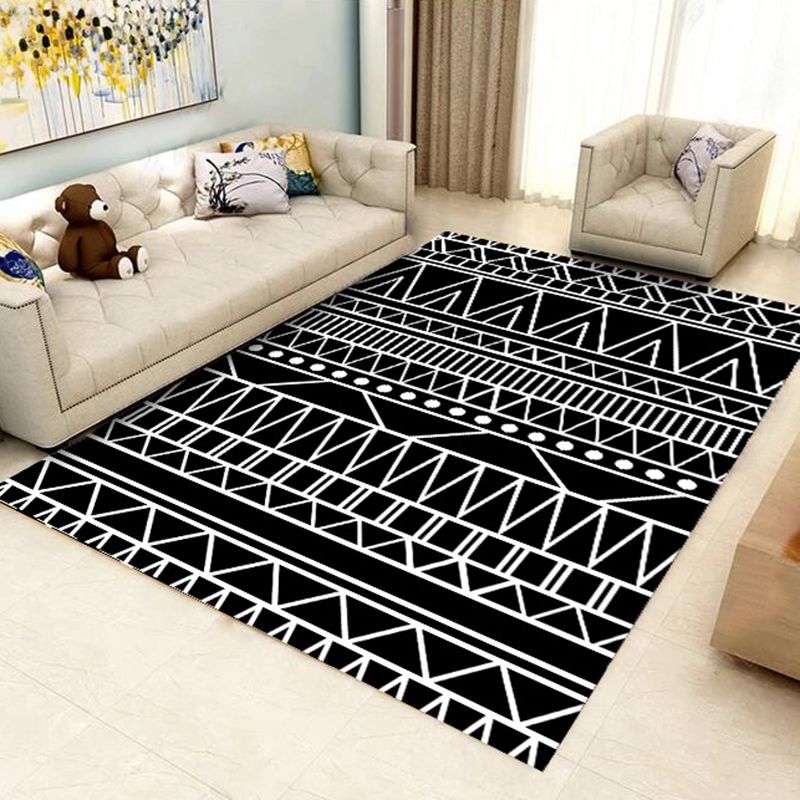 Modern Geometric Lattice Pattern Rug Polyester Rug Washable Rug for Home Decor