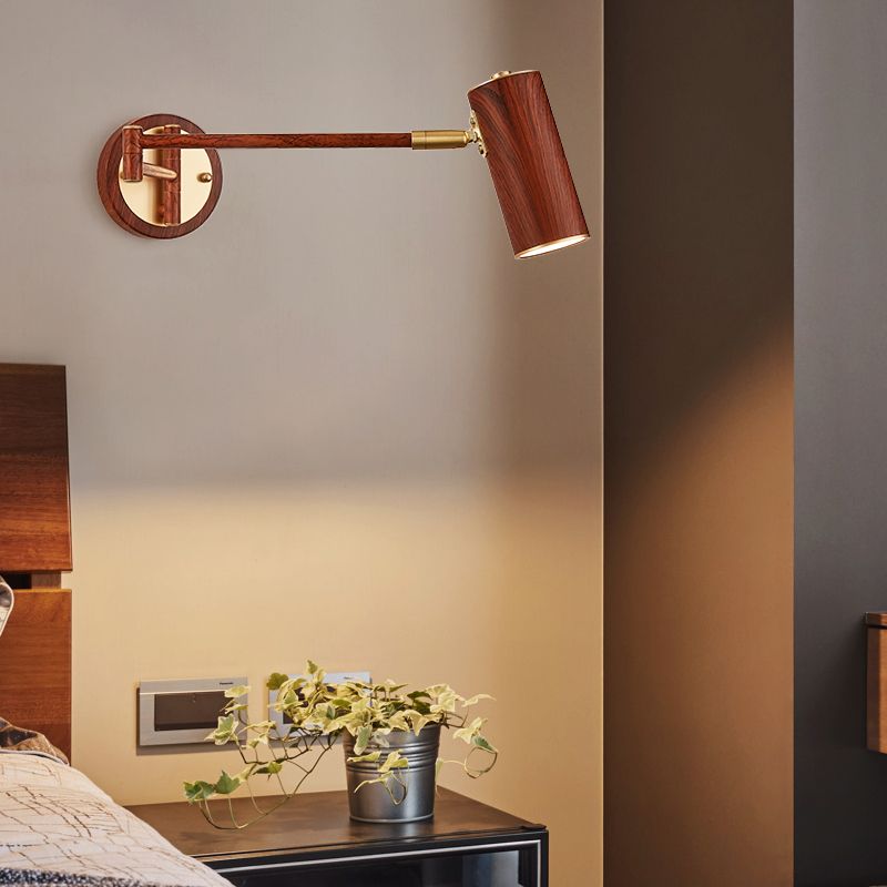 1-Licht-Zylinderwandbeleuchtung moderner Metallwandmontageleuchte in Braun
