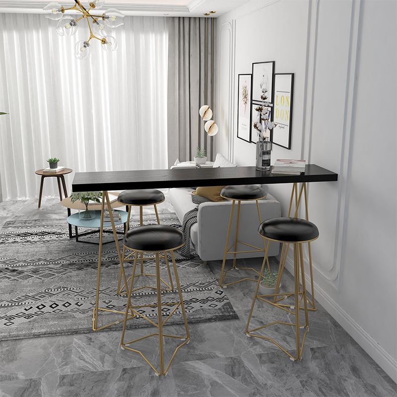 Glam Style Bar Table Rectangle Solid Wood Bar Dining Table for Living Room