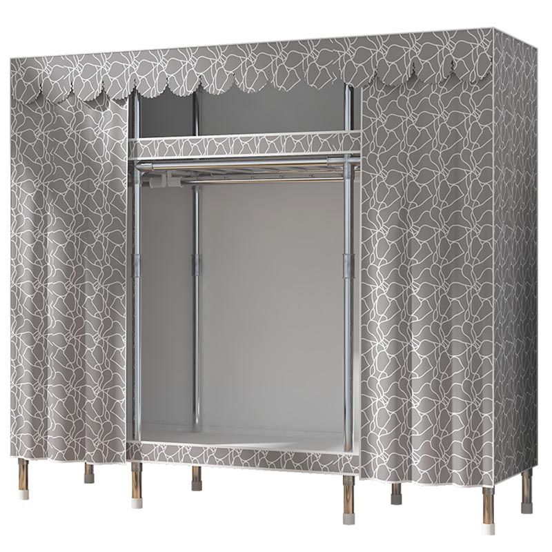Contemporary Style Wardrobe Steel Cloth Rod Included Wardrobe Closet with Door