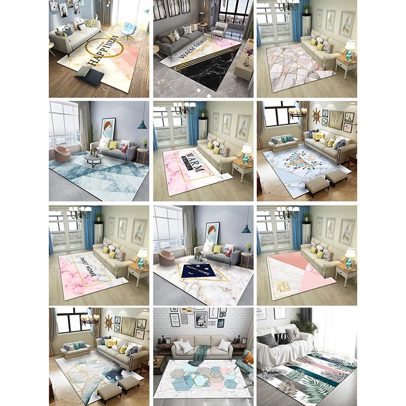 Glam Multi Colored Geometrical Rug Polypropylene Postmodern Rug Pet Friendly Non-Slip Backing Stain Resistant Area Carpet for Room