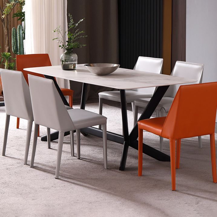 Faux Leather Armless Dining Chairs Modern Home Dining Side Chair