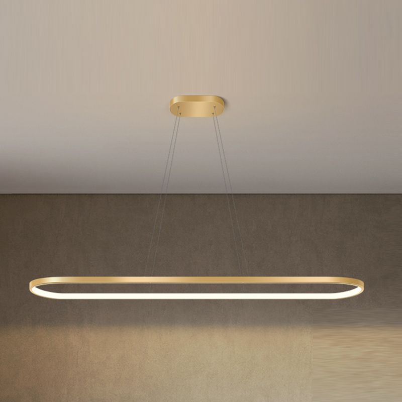 Estilo moderno forma lineal colgante metal luz 1 accesorio de iluminación colgante de luz en oro