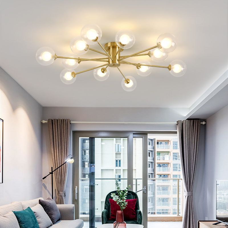 Glass Bubbles Semi-Flush Ceiling Light Nordic Style Semi Flush Mount Ceiling Light