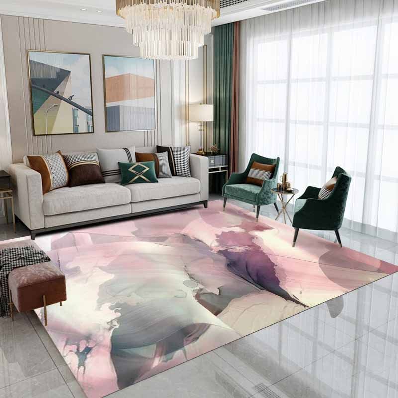Yellow Simple Carpet Polyester Abstract Graphic Area Carpet Stain Resistant for Home Decor