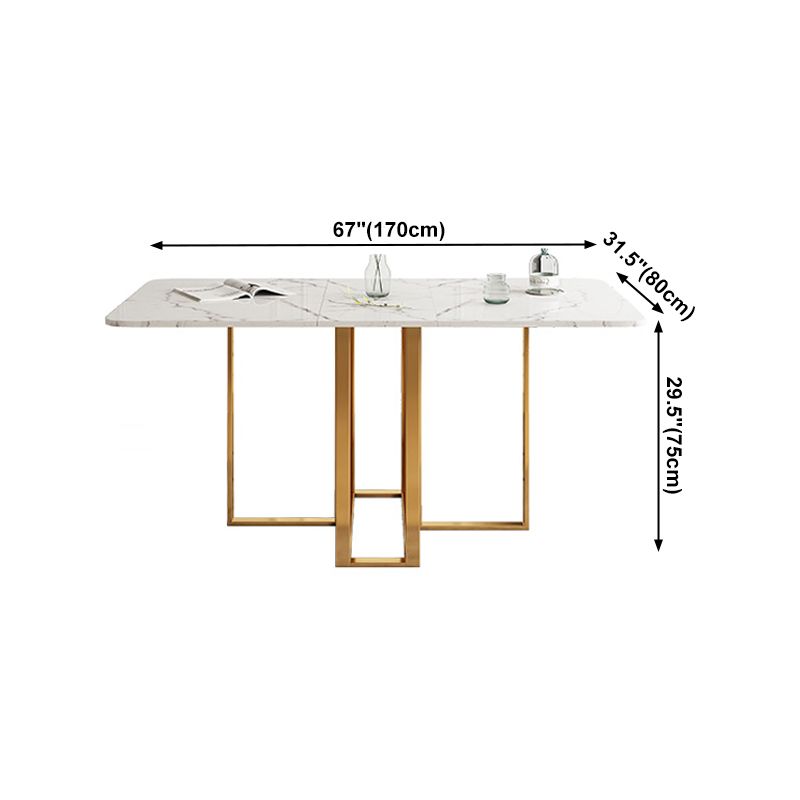 Rectángulo de mesa de comedor de piedra de estilo contemporáneo para el comedor en casa