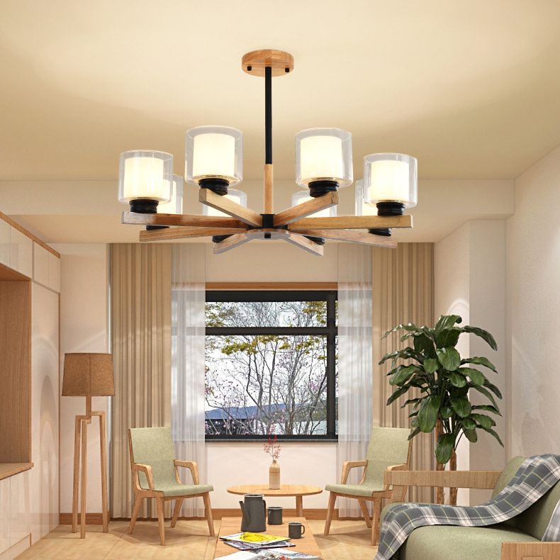 Lampade per lampadario moderno cilindri kit di luce sospesa in legno per soggiorno