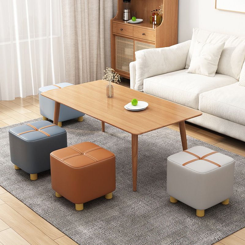 Faux Leather Modern Standard Striped Suqare Cube for Drawing Room