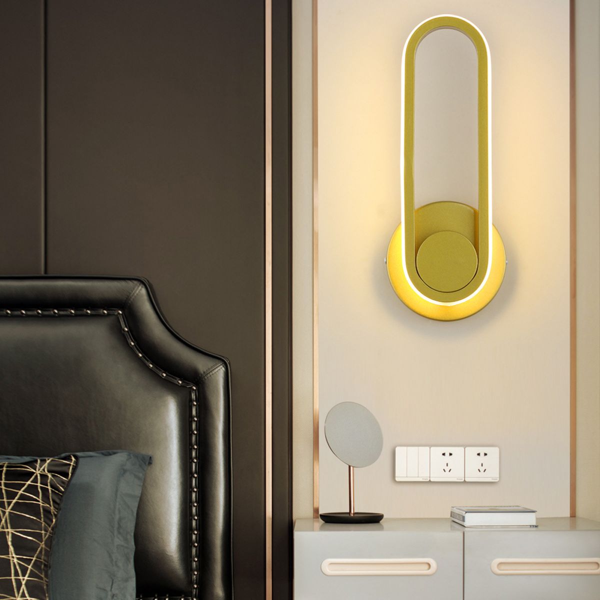 Simplicidad moderna Luz de pared ovalada Luz de pared de aluminio de aluminio Fixes para dormitorio