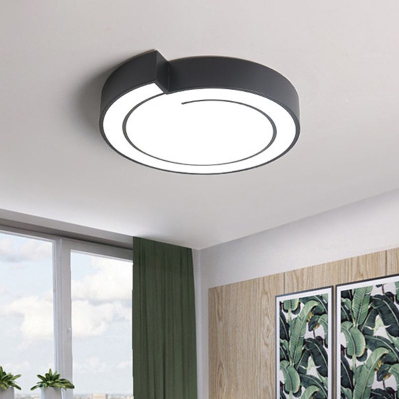 Whistling Flushmount Lighting Modernist Acrylic White/Black 18"/21.5" W LED Ceiling Lamp Fixture for Bedroom in Warm/White Light