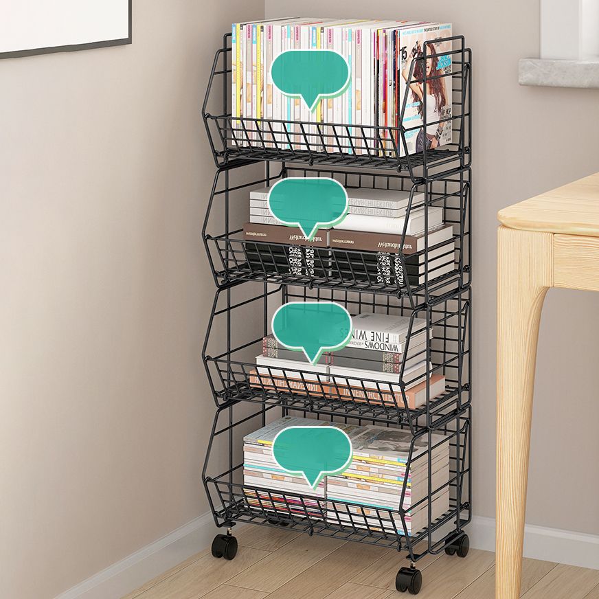 10.43"W Bookshelf Contemporary Style Bookcase for Study Room Office with Casters