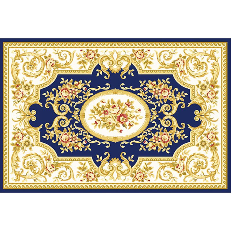 Antique Medallion Print Rug Polyester Indoor Carpet Non-Slip Backing Area Rug for Living Room