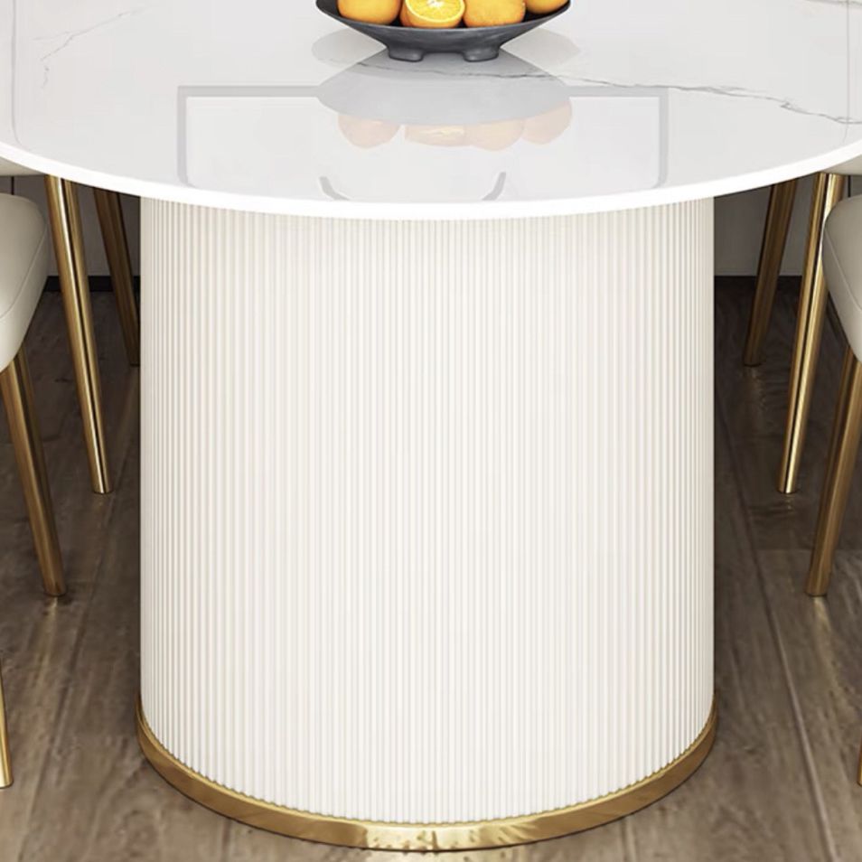 Free Form White Dining Table Sintered Stone Table Luxury with Double Pedestal