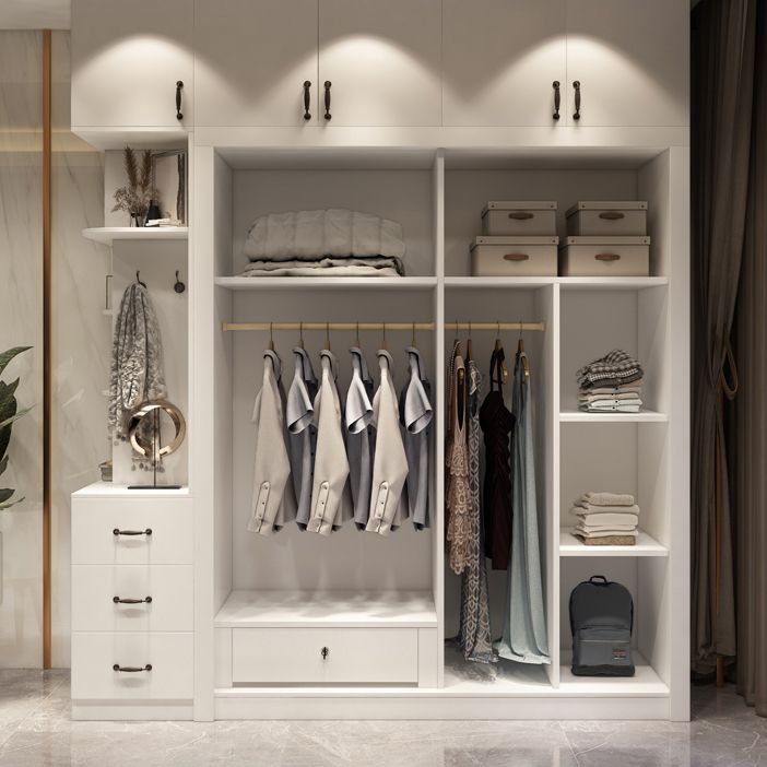 White Engineered Wood Wardrobe Closet Contemporary Wardrobe for Bedroom