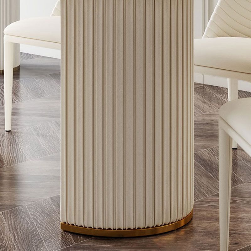 Stone Top Dining Table Modern Oval Table with Sled Base in White