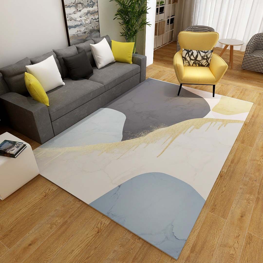 Simplicity Abstract Indoor Rug Stylish Comfort Rectangle Carpet Polyester Non-Slip Backing Rug for Living Room