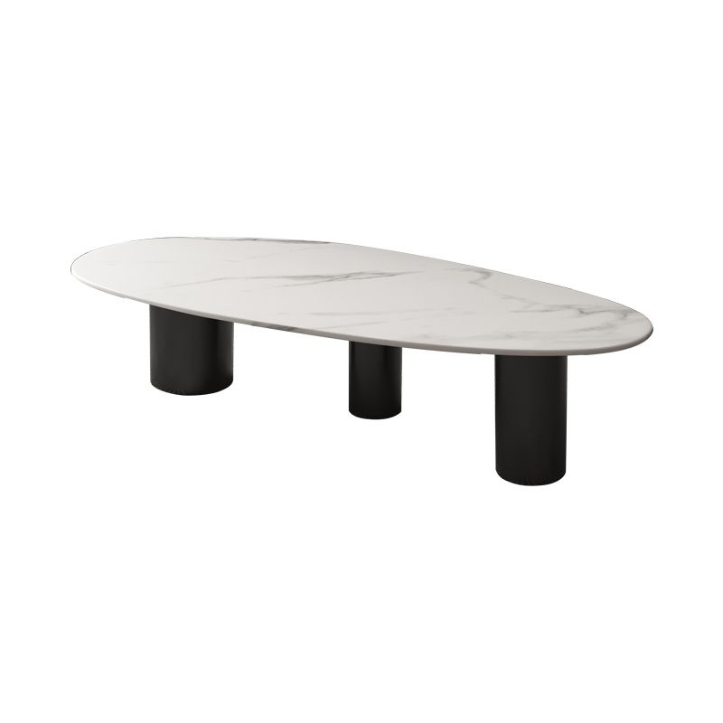 3 Legs Oval Coffee Table Minimalist Slate Coffee Table for Living Room