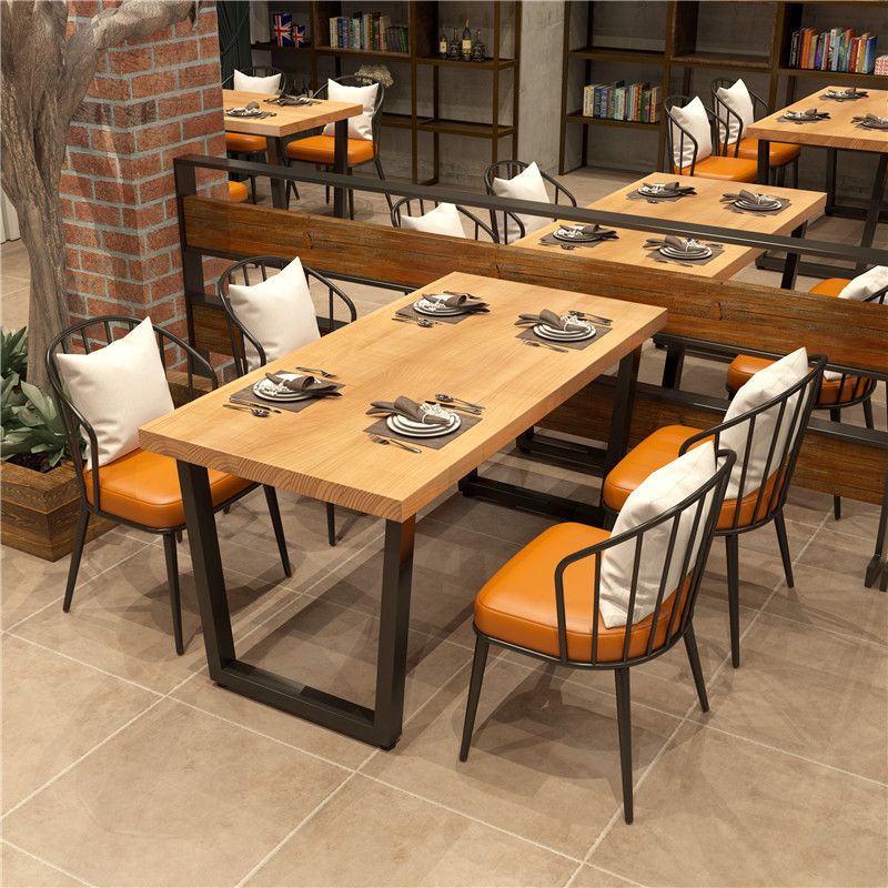 Rectangle Industrial Solid Wood Dining Room Set Double Pedestal Table Dining Table Sets
